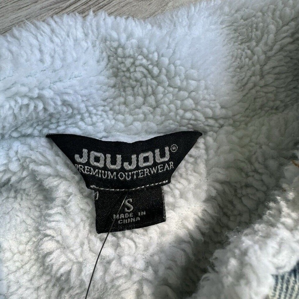 NWT Jou Jou Denim Jacket White Wool Lined Women Size Small Junior Francesca #493 - Picture 2 of 6